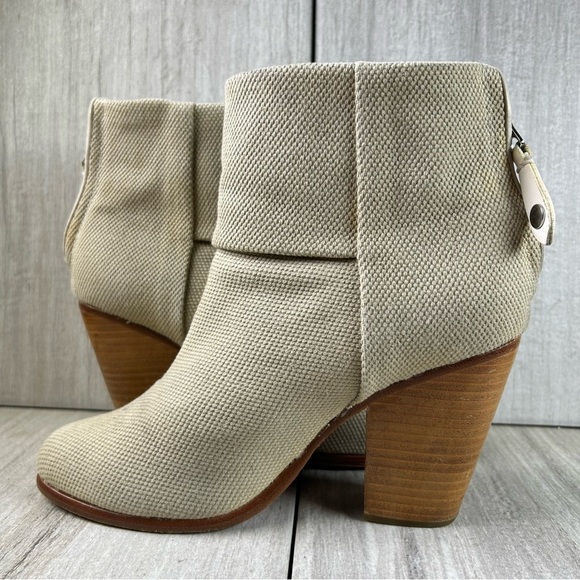 Rag & Bone Classic Newbury Canvas Cream Ankle Boot Heels Women’s Size 9 EUR 39 - Picture 4 of 10